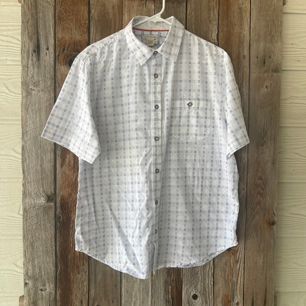 Carbon2Colbalt Medium Men's Button Down Shirt Blue White Pattern - Picture 1 of 8